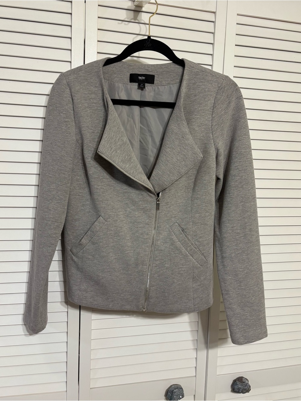 Mossimo Supply Co. Light Gray Zip-Front Women's Blazer Jacket